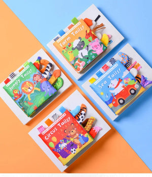 Planet Gates New Baby Toys Cartoon Animals Tail Baby Cloth Book Educational Ringed Paper Cloth Book Toys Enlightenment Baby Toys 0 12 Months