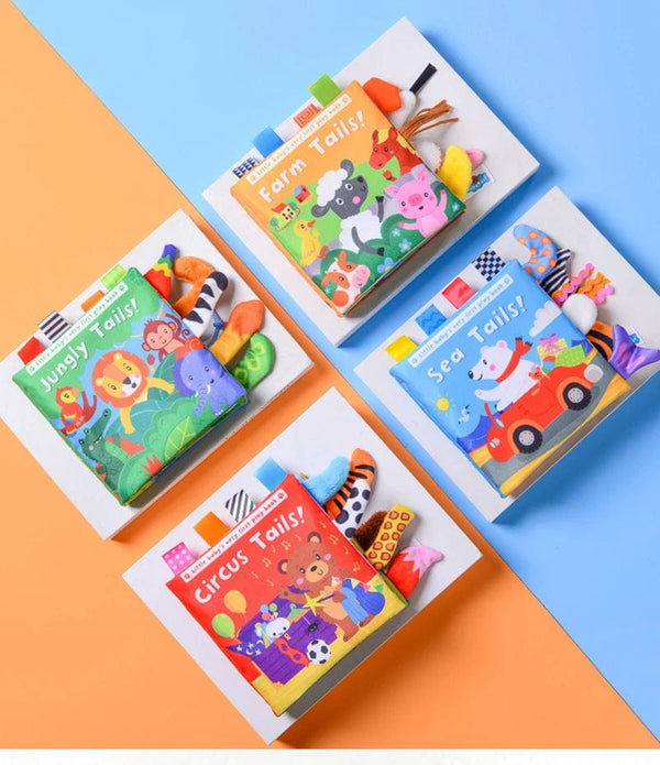 Planet Gates New Baby Toys Cartoon Animals Tail Baby Cloth Book Educational Ringed Paper Cloth Book Toys Enlightenment Baby Toys 0 12 Months