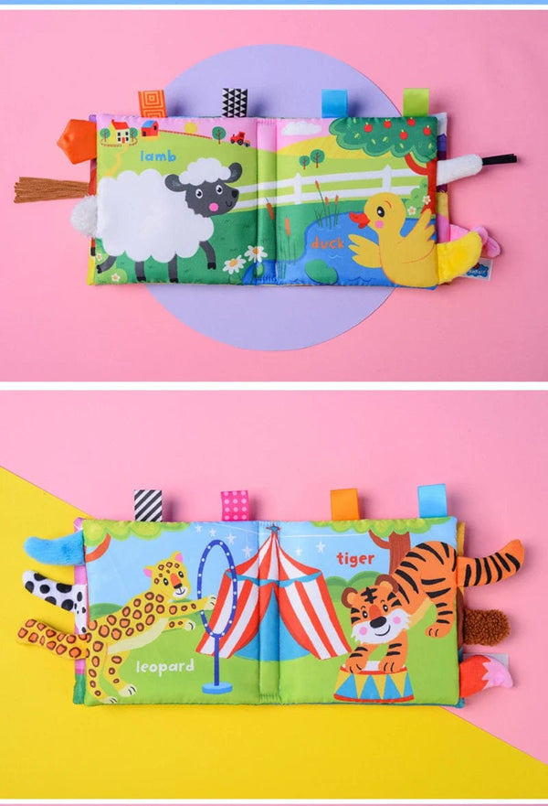 Planet Gates New Baby Toys Cartoon Animals Tail Baby Cloth Book Educational Ringed Paper Cloth Book Toys Enlightenment Baby Toys 0 12 Months