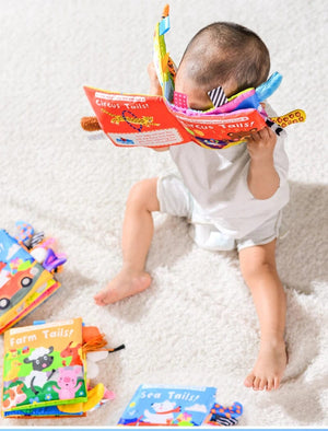 Planet Gates New Baby Toys Cartoon Animals Tail Baby Cloth Book Educational Ringed Paper Cloth Book Toys Enlightenment Baby Toys 0 12 Months