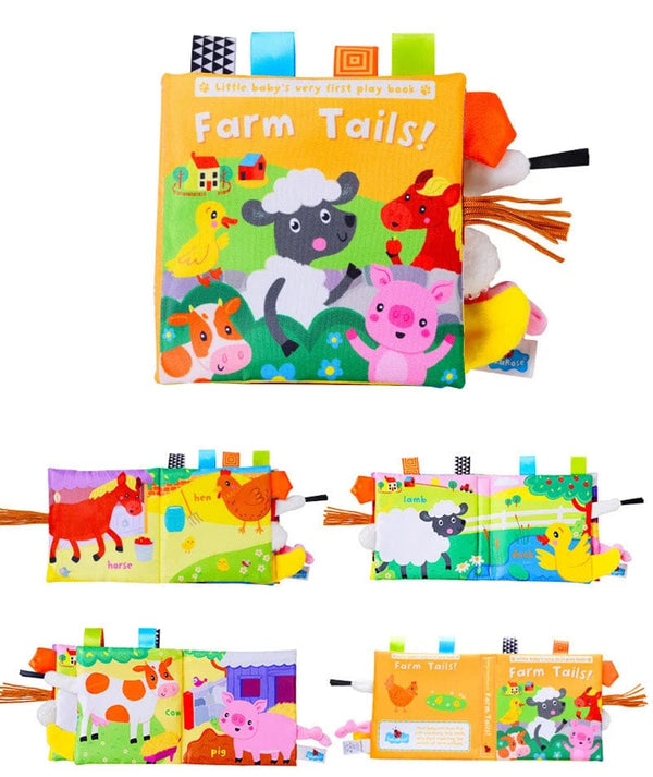 Planet Gates New Baby Toys Cartoon Animals Tail Baby Cloth Book Educational Ringed Paper Cloth Book Toys Enlightenment Baby Toys 0 12 Months