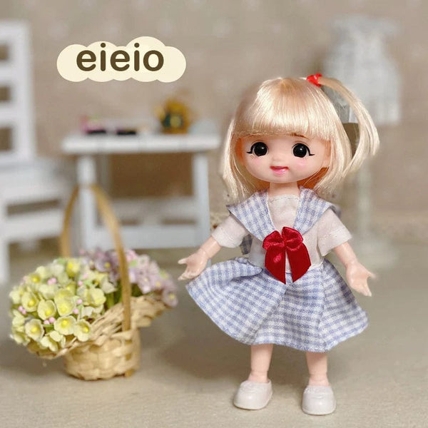 Planet Gates New BjD 16CM Doll For Gitls 13 Movable Joints Cute Face and Blue Eyes with Clothes Shoes Mini Dolls Girl Gift for Girls Diy Toys