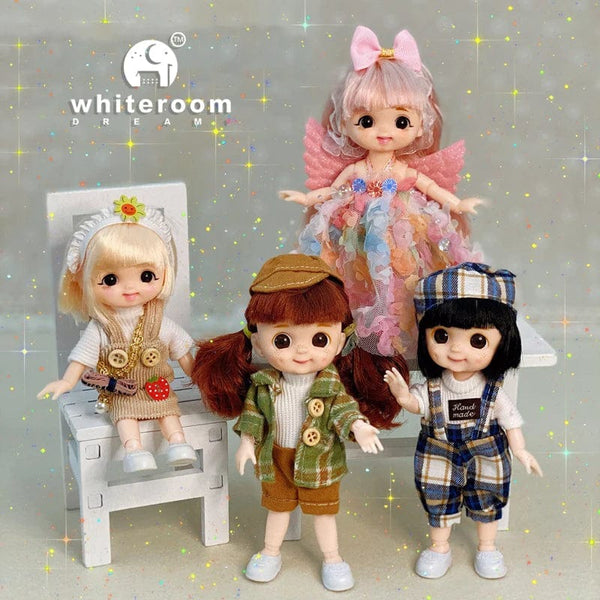 Planet Gates New BjD 16CM Doll For Gitls 13 Movable Joints Cute Face and Blue Eyes with Clothes Shoes Mini Dolls Girl Gift for Girls Diy Toys