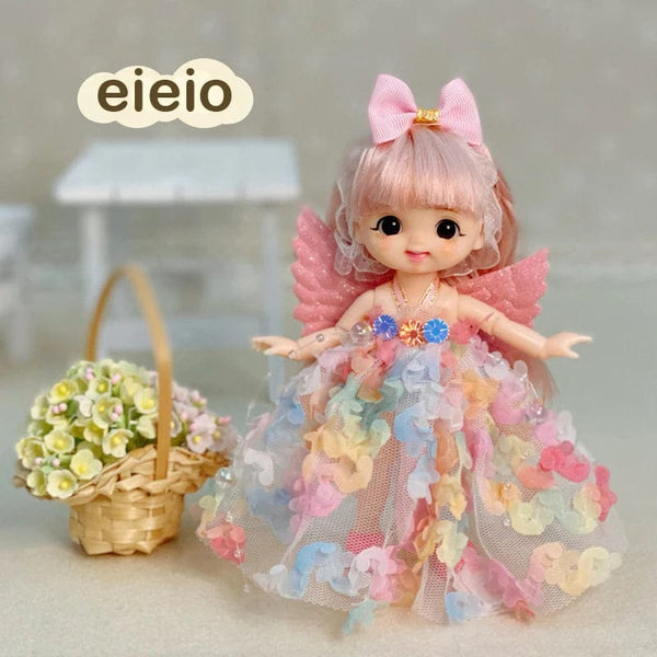 Planet Gates New BjD 16CM Doll For Gitls 13 Movable Joints Cute Face and Blue Eyes with Clothes Shoes Mini Dolls Girl Gift for Girls Diy Toys