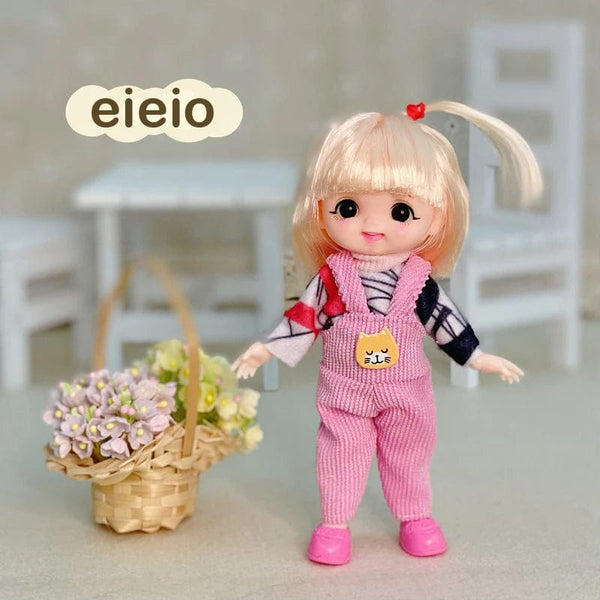 Planet Gates New BjD 16CM Doll For Gitls 13 Movable Joints Cute Face and Blue Eyes with Clothes Shoes Mini Dolls Girl Gift for Girls Diy Toys