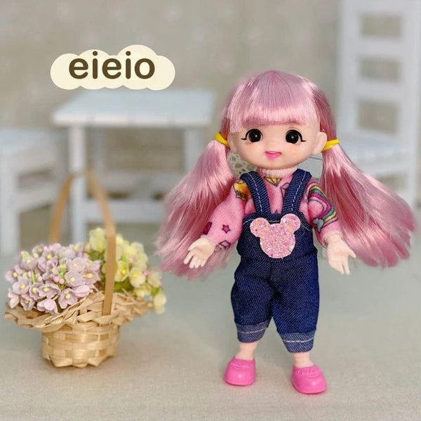 Planet Gates New BjD 16CM Doll For Gitls 13 Movable Joints Cute Face and Blue Eyes with Clothes Shoes Mini Dolls Girl Gift for Girls Diy Toys