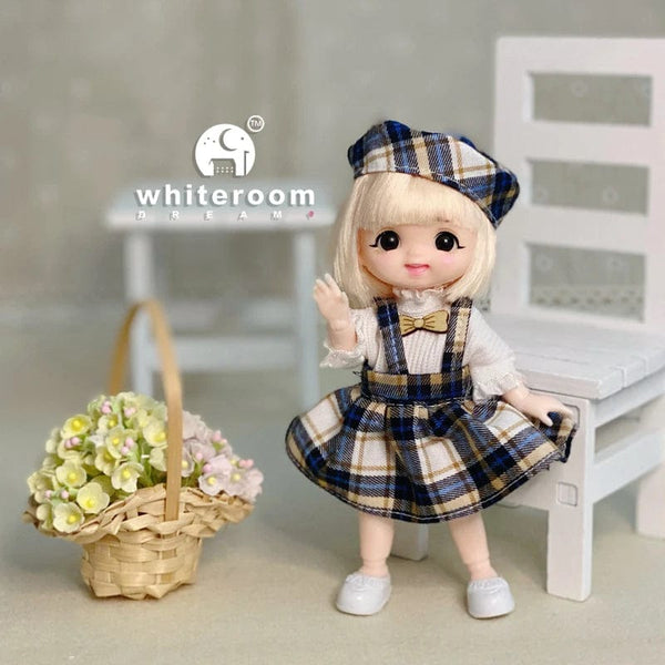 Planet Gates New BjD 16CM Doll For Gitls 13 Movable Joints Cute Face and Blue Eyes with Clothes Shoes Mini Dolls Girl Gift for Girls Diy Toys