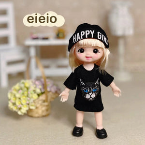 Planet Gates New BjD 16CM Doll For Gitls 13 Movable Joints Cute Face and Blue Eyes with Clothes Shoes Mini Dolls Girl Gift for Girls Diy Toys