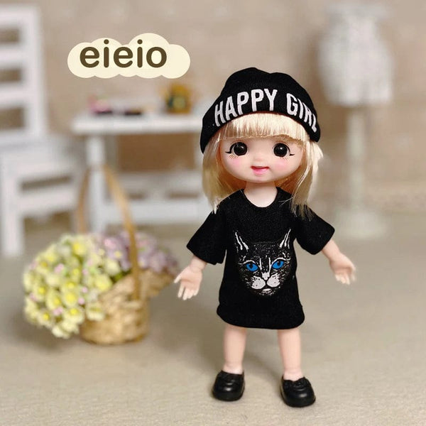 Planet Gates New BjD 16CM Doll For Gitls 13 Movable Joints Cute Face and Blue Eyes with Clothes Shoes Mini Dolls Girl Gift for Girls Diy Toys