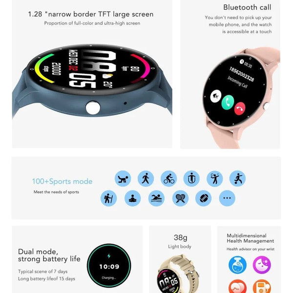 Planet Gates New Bluetooth Call Smart Watch Men Fitness Tracker Heart Rate Sleep Monitoring Sport Waterproof Smartwatch Women For Android IOS