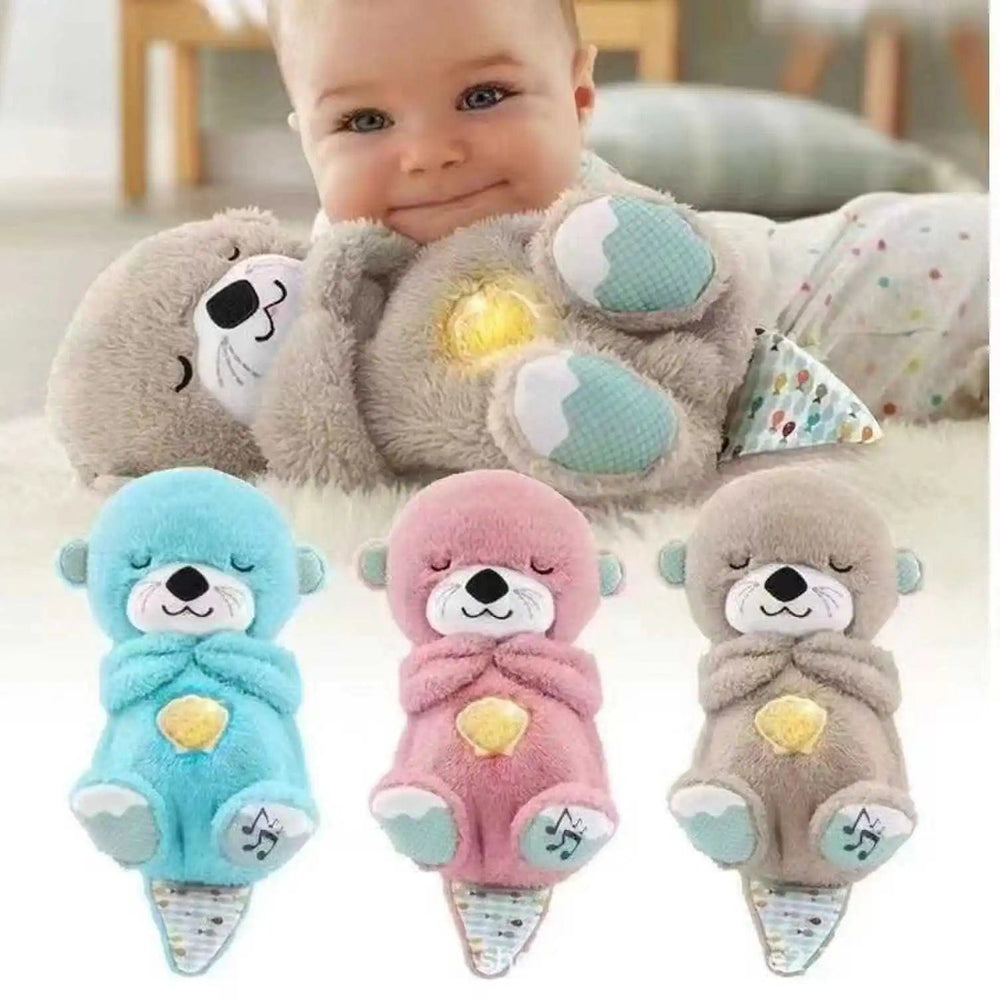 Planet Gates New Breathing Bear Baby Soothing Otter Plush Doll Toy Baby Kids Soothing Music Sleeping Companion Sound and Light Doll Toy Gift