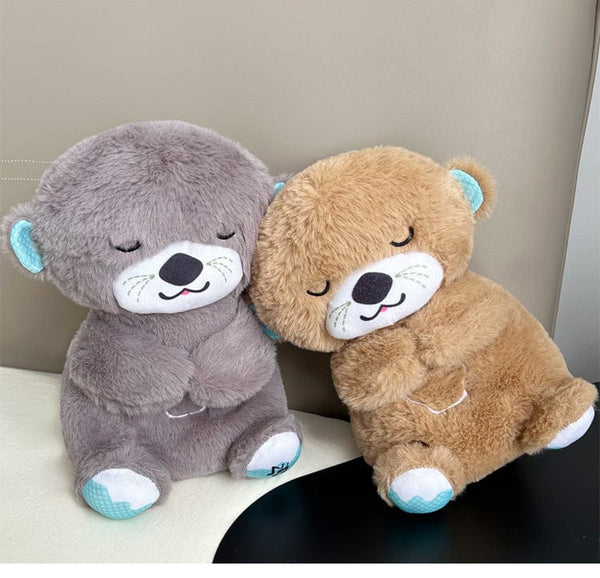 Planet Gates New Breathing Bear Baby Soothing Otter Plush Doll Toy Baby Kids Soothing Music Sleeping Companion Sound and Light Doll Toy Gift