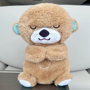 Planet Gates New Breathing Bear Baby Soothing Otter Plush Doll Toy Baby Kids Soothing Music Sleeping Companion Sound and Light Doll Toy Gift