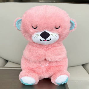 Planet Gates New Breathing Bear Baby Soothing Otter Plush Doll Toy Baby Kids Soothing Music Sleeping Companion Sound and Light Doll Toy Gift