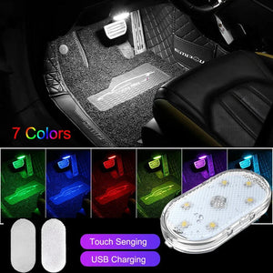 Planet Gates New Car LED Touch Lights Wireless Interior Light Magnetic Auto Door Light Roof Ceiling Lamp Reading Lamp USB Rechargeable 5V