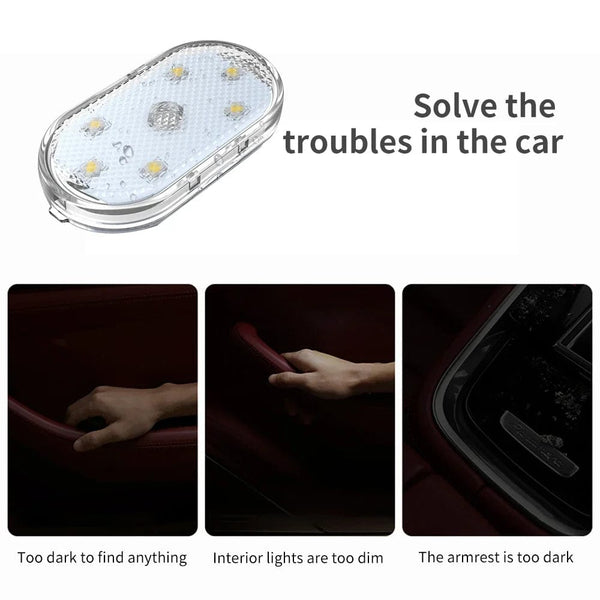 Planet Gates New Car LED Touch Lights Wireless Interior Light Magnetic Auto Door Light Roof Ceiling Lamp Reading Lamp USB Rechargeable 5V