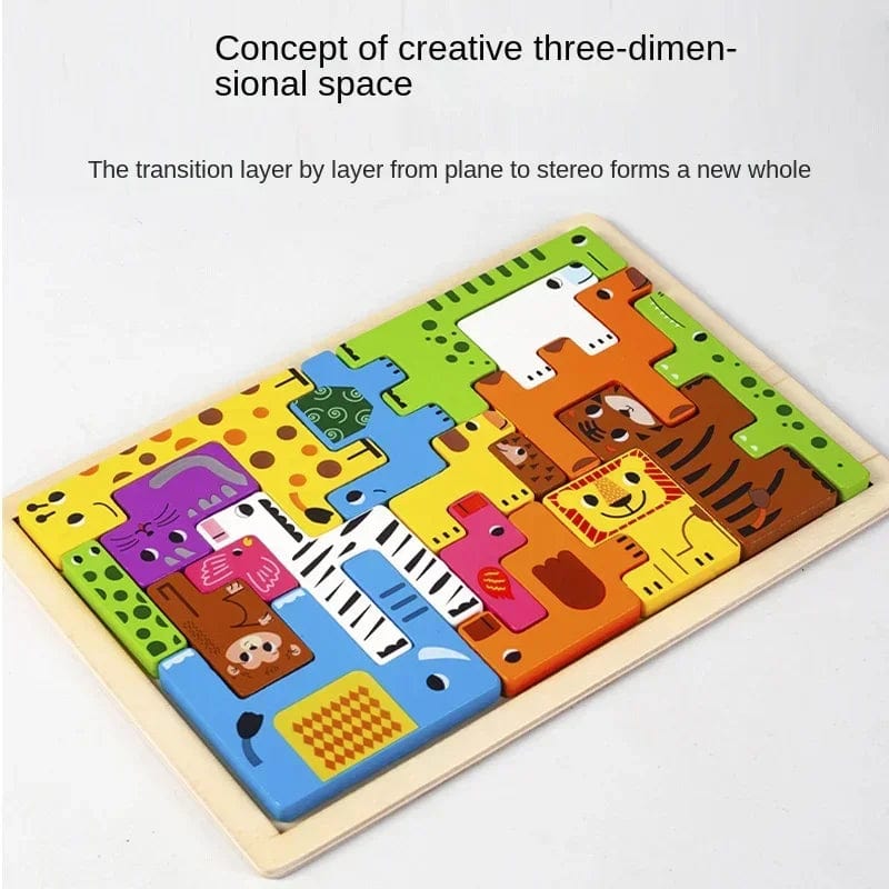 Planet Gates New Cartoon 3D Puzzle Wooden Tangram Math Toys Cube Game Children Pre-school Magination Shapes Puzzle Educational Toy for Kids