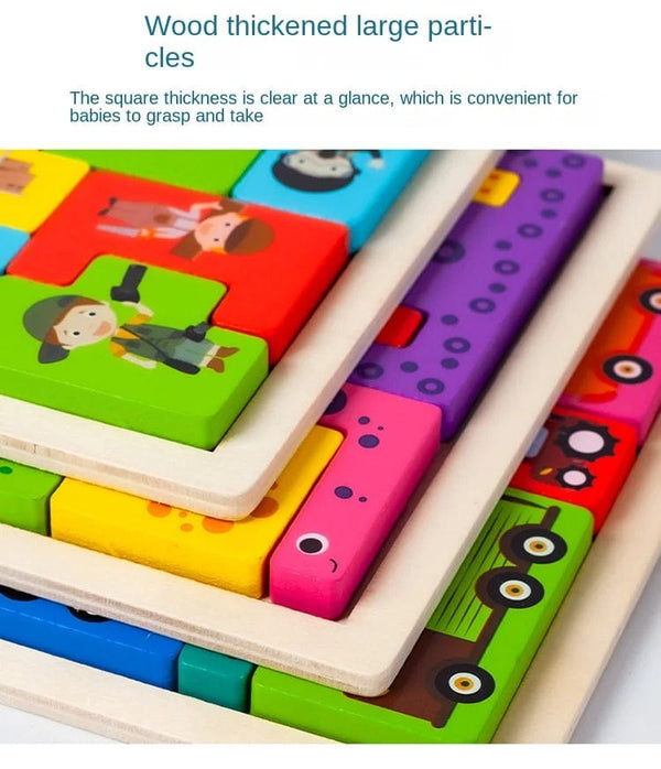 Planet Gates New Cartoon 3D Puzzle Wooden Tangram Math Toys Cube Game Children Pre-school Magination Shapes Puzzle Educational Toy for Kids