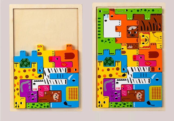 Planet Gates New Cartoon 3D Puzzle Wooden Tangram Math Toys Cube Game Children Pre-school Magination Shapes Puzzle Educational Toy for Kids