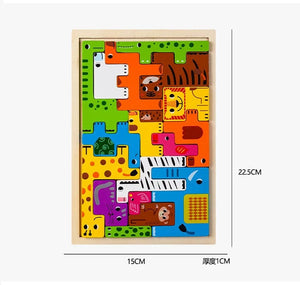 Planet Gates New Cartoon 3D Puzzle Wooden Tangram Math Toys Cube Game Children Pre-school Magination Shapes Puzzle Educational Toy for Kids