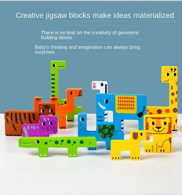 Planet Gates New Cartoon 3D Puzzle Wooden Tangram Math Toys Cube Game Children Pre-school Magination Shapes Puzzle Educational Toy for Kids