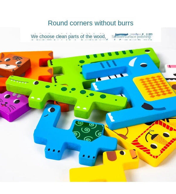 Planet Gates New Cartoon 3D Puzzle Wooden Tangram Math Toys Cube Game Children Pre-school Magination Shapes Puzzle Educational Toy for Kids