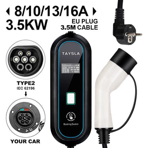 Planet Gates New Charger TYPE 2 / TYPE2 TAYSLA Household Electric Car Charger 16A MAX 220V Portable EV Charger TYPE 2 IEC 62196 Charging Cable for Electric Vehicle Car