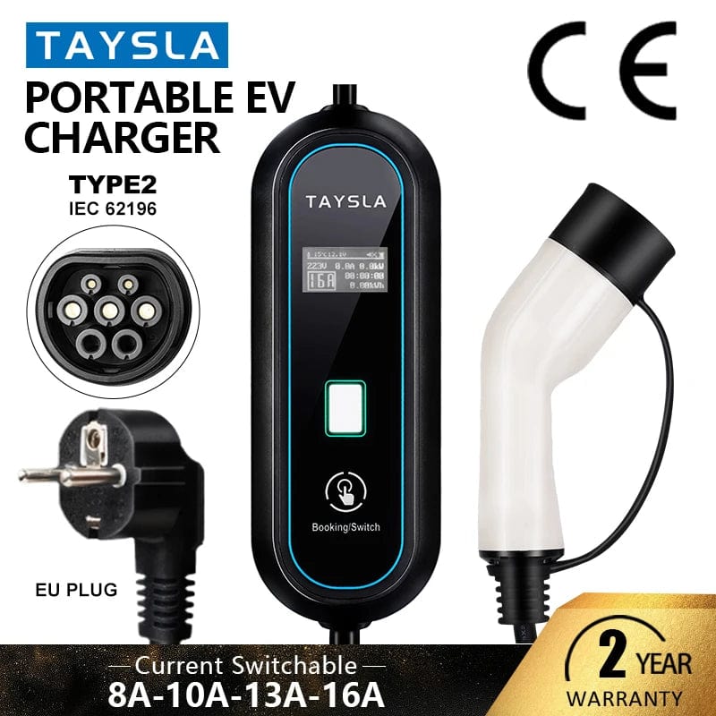 Planet Gates New Charger TYPE 2 / TYPE2 TAYSLA Household Electric Car Charger 16A MAX 220V Portable EV Charger TYPE 2 IEC 62196 Charging Cable for Electric Vehicle Car