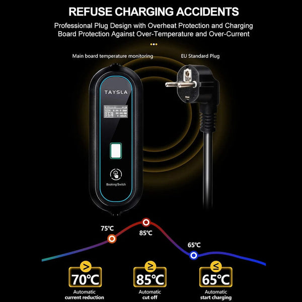 Planet Gates New Charger TYPE 2 / TYPE2 TAYSLA Household Electric Car Charger 16A MAX 220V Portable EV Charger TYPE 2 IEC 62196 Charging Cable for Electric Vehicle Car