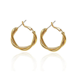 Planet Gates New Circle Twine Twists Hoop Earring for Women Simple Temperament Hyperbole Gold Color Metal Ear Jewelry Gift Aros