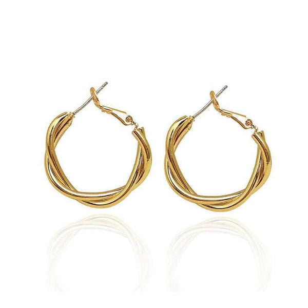 Planet Gates New Circle Twine Twists Hoop Earring for Women Simple Temperament Hyperbole Gold Color Metal Ear Jewelry Gift Aros