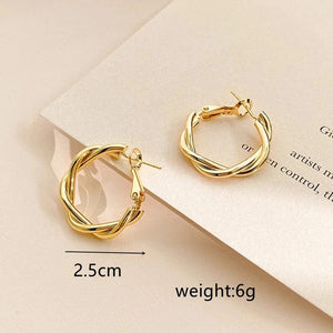 Planet Gates New Circle Twine Twists Hoop Earring for Women Simple Temperament Hyperbole Gold Color Metal Ear Jewelry Gift Aros