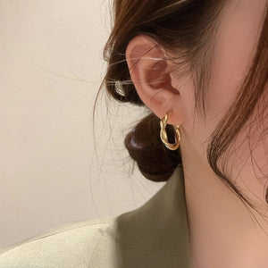 Planet Gates New Circle Twine Twists Hoop Earring for Women Simple Temperament Hyperbole Gold Color Metal Ear Jewelry Gift Aros