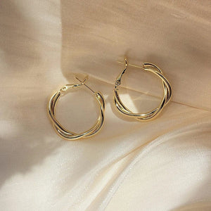 Planet Gates New Circle Twine Twists Hoop Earring for Women Simple Temperament Hyperbole Gold Color Metal Ear Jewelry Gift Aros