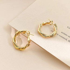 Planet Gates New Circle Twine Twists Hoop Earring for Women Simple Temperament Hyperbole Gold Color Metal Ear Jewelry Gift Aros