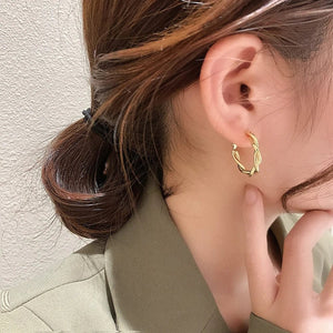 Planet Gates New Circle Twine Twists Hoop Earring for Women Simple Temperament Hyperbole Gold Color Metal Ear Jewelry Gift Aros