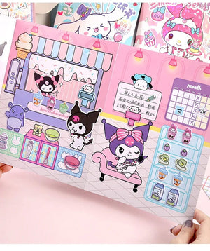 Planet Gates New Creative Sanrio Kuromi My Melody Bubble Sticker Book Kawaii Quiet Book 3D Bubble Scene Sticker Book Girls Handmade Gift Toys