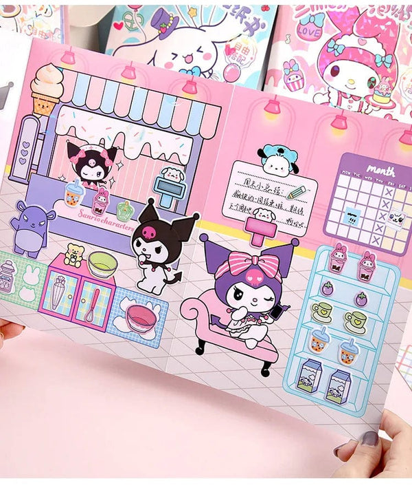 Planet Gates New Creative Sanrio Kuromi My Melody Bubble Sticker Book Kawaii Quiet Book 3D Bubble Scene Sticker Book Girls Handmade Gift Toys