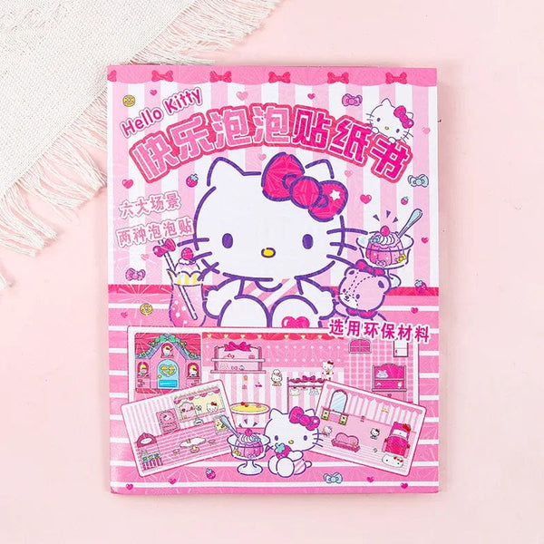 Planet Gates New Creative Sanrio Kuromi My Melody Bubble Sticker Book Kawaii Quiet Book 3D Bubble Scene Sticker Book Girls Handmade Gift Toys