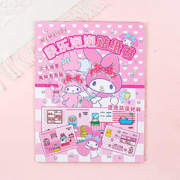 Planet Gates New Creative Sanrio Kuromi My Melody Bubble Sticker Book Kawaii Quiet Book 3D Bubble Scene Sticker Book Girls Handmade Gift Toys