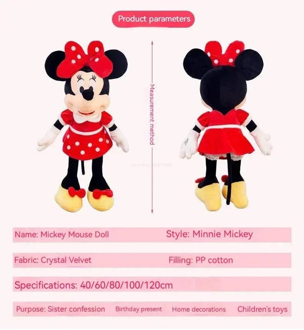 Planet Gates New Disney Cartoon Cute Mickey Minnie Plush Doll Cotton Filled Super Soft Crystal Velvet Stuffed Toys Girl Christmas Gift