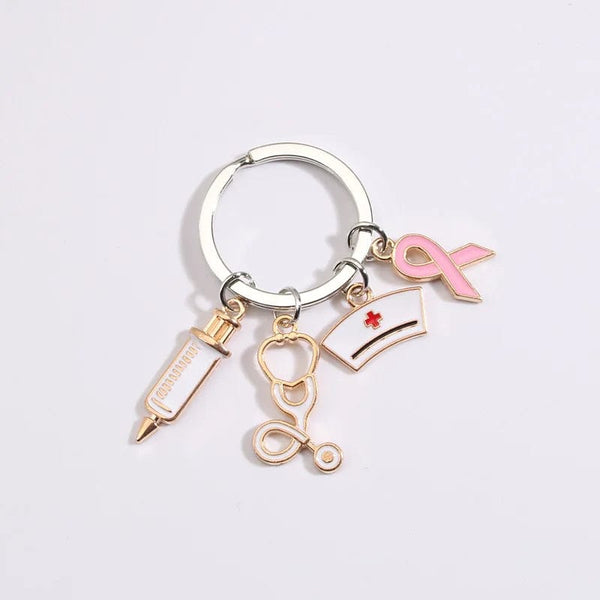 Planet Gates New Doctor Keychain Medical Tool Key Ring Injection Syringe Stethoscope Nurse Cap Key Chain Medico Gift DIY Jewelry Handmade