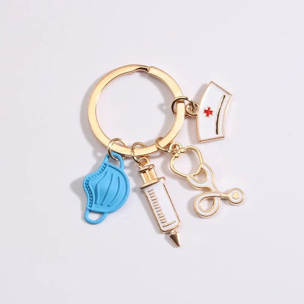 Planet Gates New Doctor Keychain Medical Tool Key Ring Injection Syringe Stethoscope Nurse Cap Key Chain Medico Gift DIY Jewelry Handmade