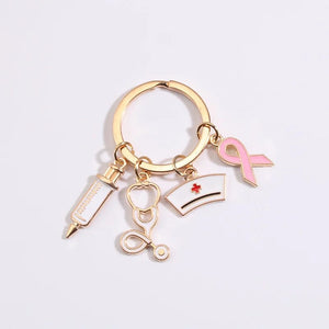 Planet Gates New Doctor Keychain Medical Tool Key Ring Injection Syringe Stethoscope Nurse Cap Key Chain Medico Gift DIY Jewelry Handmade