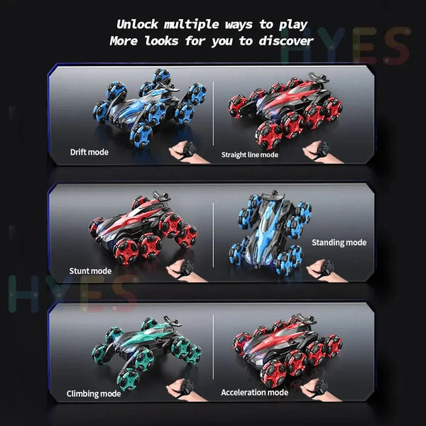 Planet Gates New Eight Wheels RC Car Toys 2.4G Trendy Spray Twisting Flips Watch Remote Control Drift Stunt Car Toy Gifts For Children Adults