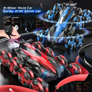 Planet Gates New Eight Wheels RC Car Toys 2.4G Trendy Spray Twisting Flips Watch Remote Control Drift Stunt Car Toy Gifts For Children Adults