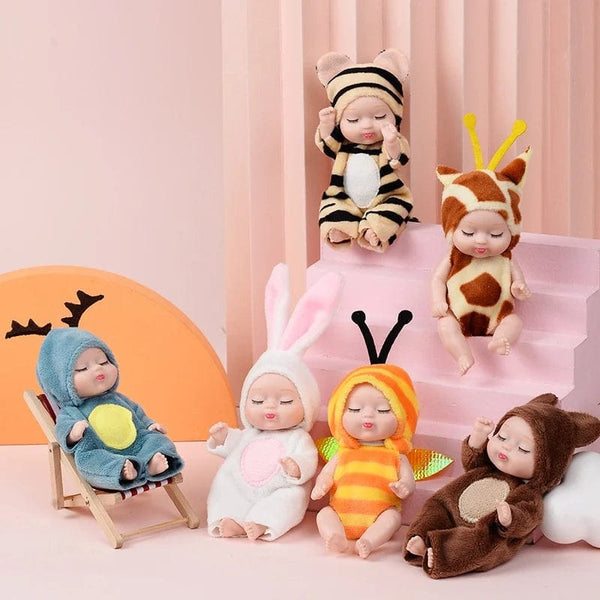 Planet Gates New Fashion 11cm Simulation Rebirth Dolls Toy Mini Cute Sleeping Baby Series Doll Cartoon Animal Toy for Kids Birthday Gift