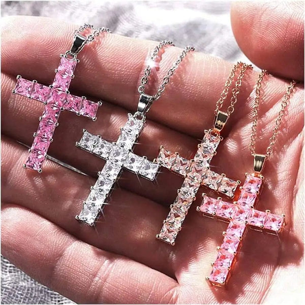 Planet Gates New Fashion Necklaces Female Pendants Gold Multi Color Crystal Jesus Cross Pendant For Women Necklace Party Leisure Time Jewelry