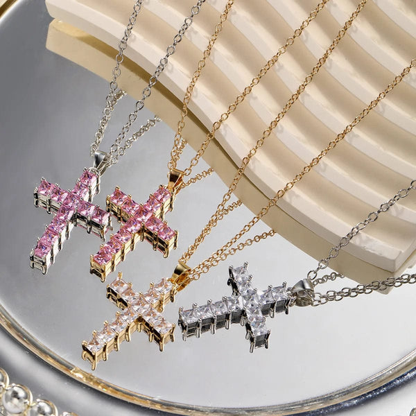 Planet Gates New Fashion Necklaces Female Pendants Gold Multi Color Crystal Jesus Cross Pendant For Women Necklace Party Leisure Time Jewelry