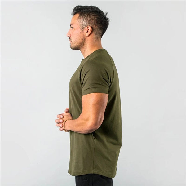 Planet Gates New Fashion Plain Tops Tees Fitness Mens T Shirt Short Sleeve Muscle Joggers Bodybuilding Tshirt Male Gym Clothes Slim Fit Shirt